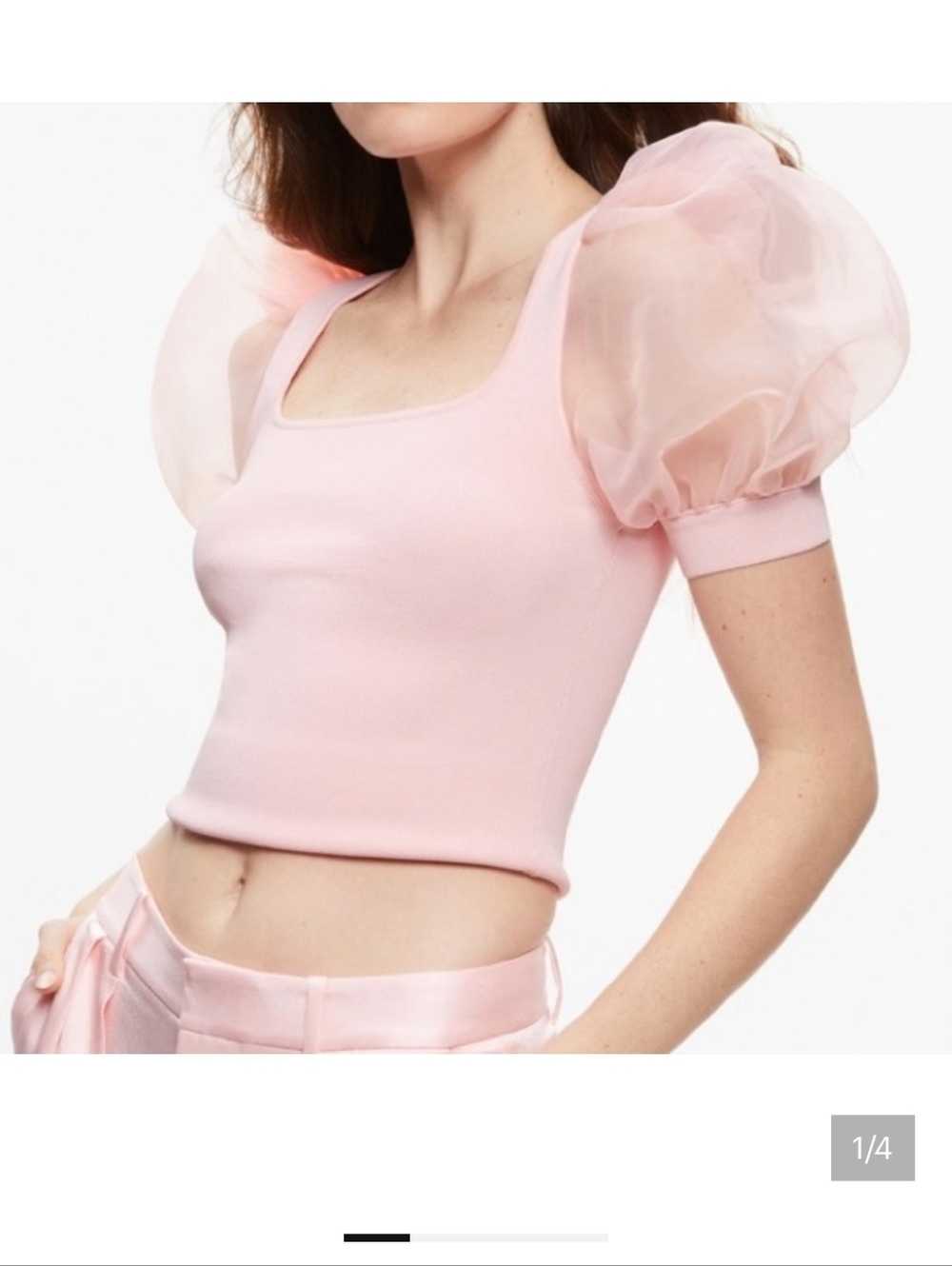 Alice + Olivia Light Pink Puff Sleeve Blouse